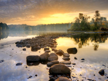 Rocks in lake